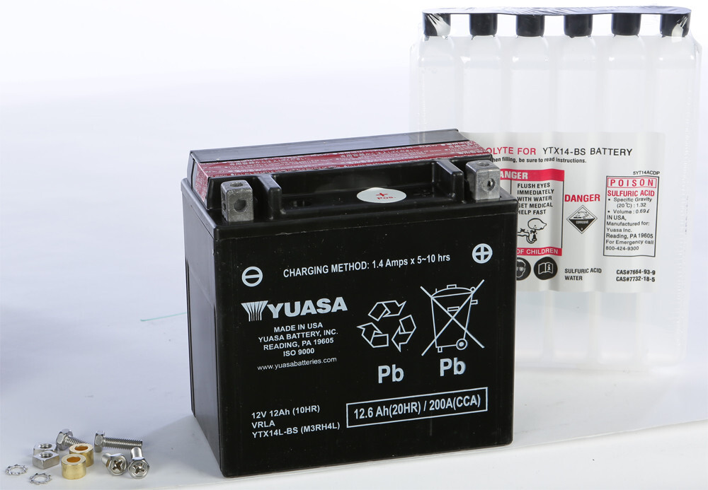Yuasa YTX14L-BS 12V Battery For 2004-2018 Harley XL1200C Sportster