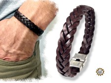 Bracciale uomo in cuoio intrecciato: Testa di Moro - Misure varie