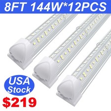 12 Pack 8Ft 144W Super Bright Garage Led Shop Lights Fixture 6500K Tube Led Bulb
