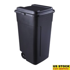 Wheeled Trash Can 50 Gallon Durable Shatterproof Snap Lid Easy Transport New