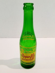 VTG UPPER-10 PICKS YOU UP BOTTLE 7 OZ FROM 1948-GREEN WITH YELLOW/RED LETTERING