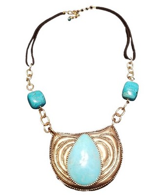 ''NEW''Studio Barse Turquoise Necklace Large 2''x3×1 1/2 Cabochon,23''Leather Chain