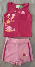 2000s Y2K Baby Girl Pink Circo Pink Frog Summer Set 12 Months Shirt 18 Mo Short