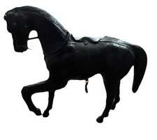 Vintage Leather Wrapped Horse with Saddle And Stirrups Wobbly One Good Up