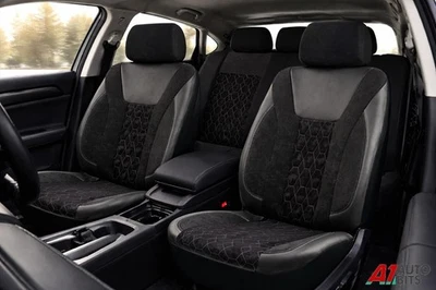 Cuir Noir Alcantara Aspect Housse de Siège Set Complet Pour Nissan Qashqai Juke - Photo 1/4