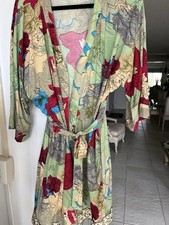Sudara Floral Kimono Robe Women Sz OS Multi Color Short Sleeve Belted Boho Indie