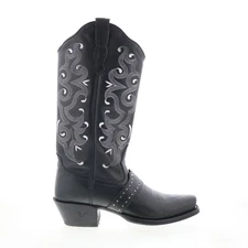 Outlaw Snip Toe 70150 Womens Black Leather Slip On Western Boots 7