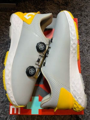 G/Fore G/Drive Spikeless Golf Shoes Size 12.5 Nimbus White Yellow G4MF21EF32