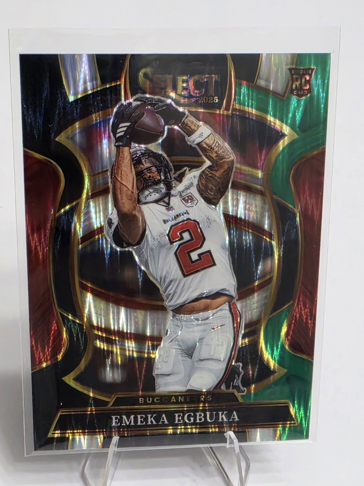 2025 Panini Select - Concourse Emeka Egbuka #37 Black & Green Shock Prizm (RC)
