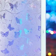 Butterfly Frosted Glass Window Film Window Privacy Film,Bathroom Decor Privacy W