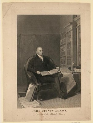 Photo:John Quincy Adams Portrait Engraving 1826 Seated in Library Book