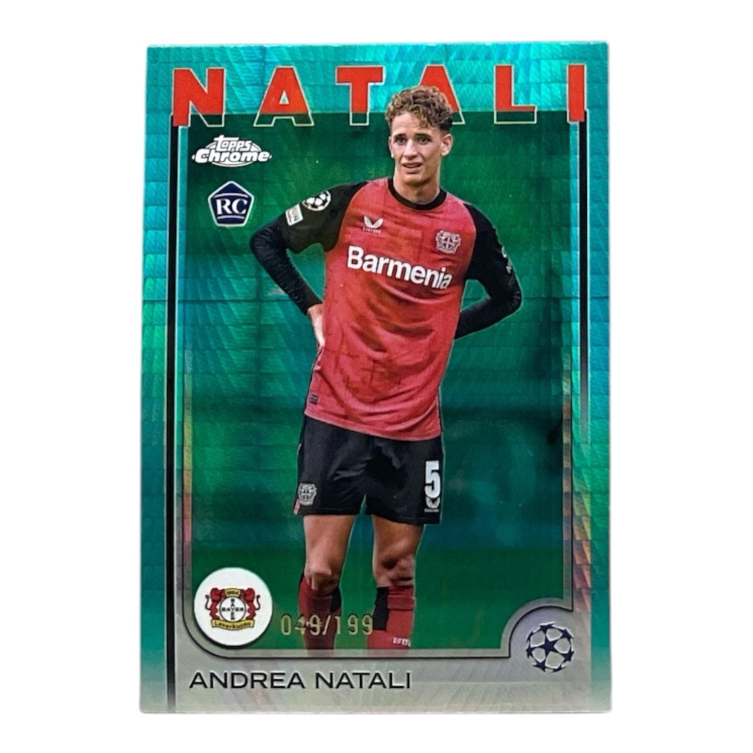 2024-25 Topps Chrome Andrea Natali #128 AQUA PRIZM Refractor #/199 (RC) view 1