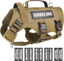 Service Dog Vest Harness for Large Dog, Tactical Working MOLLE Vest with 10 Pet