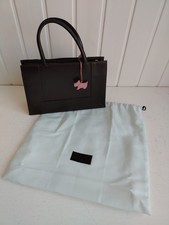 Radley Brown Leather Two Top Handle Handbag Pink Dog Zip Top HO