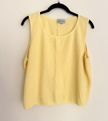 Basic Editions Womens Yellow Solid Knit Scoop Neck Pullover Tank Top