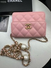Chanel Pink Flap Bag Chain Pearl Gold Crossbody