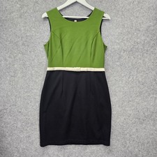 Green Colorblock Dress BAILEY 44 Womens L Lime Black Office Prep Sheath DRESSED