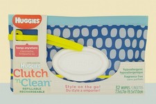  1 Huggies Natural Care Clutch N Clean Refillable Clutch with 32 Count Wipes