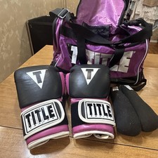 TITLE Boxing Gel Bag Gloves L Purple W Duffel...