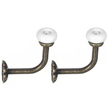 Wall Hooks, 2Pcs - Zinc Alloy Single Prong Ceramic Handle Coat Hook (White)