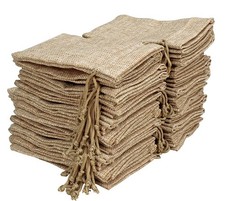50 3.5x5 Inch Burlap Gift Bags with Drawstring Linen Jewelry Pouches Jute Burlap