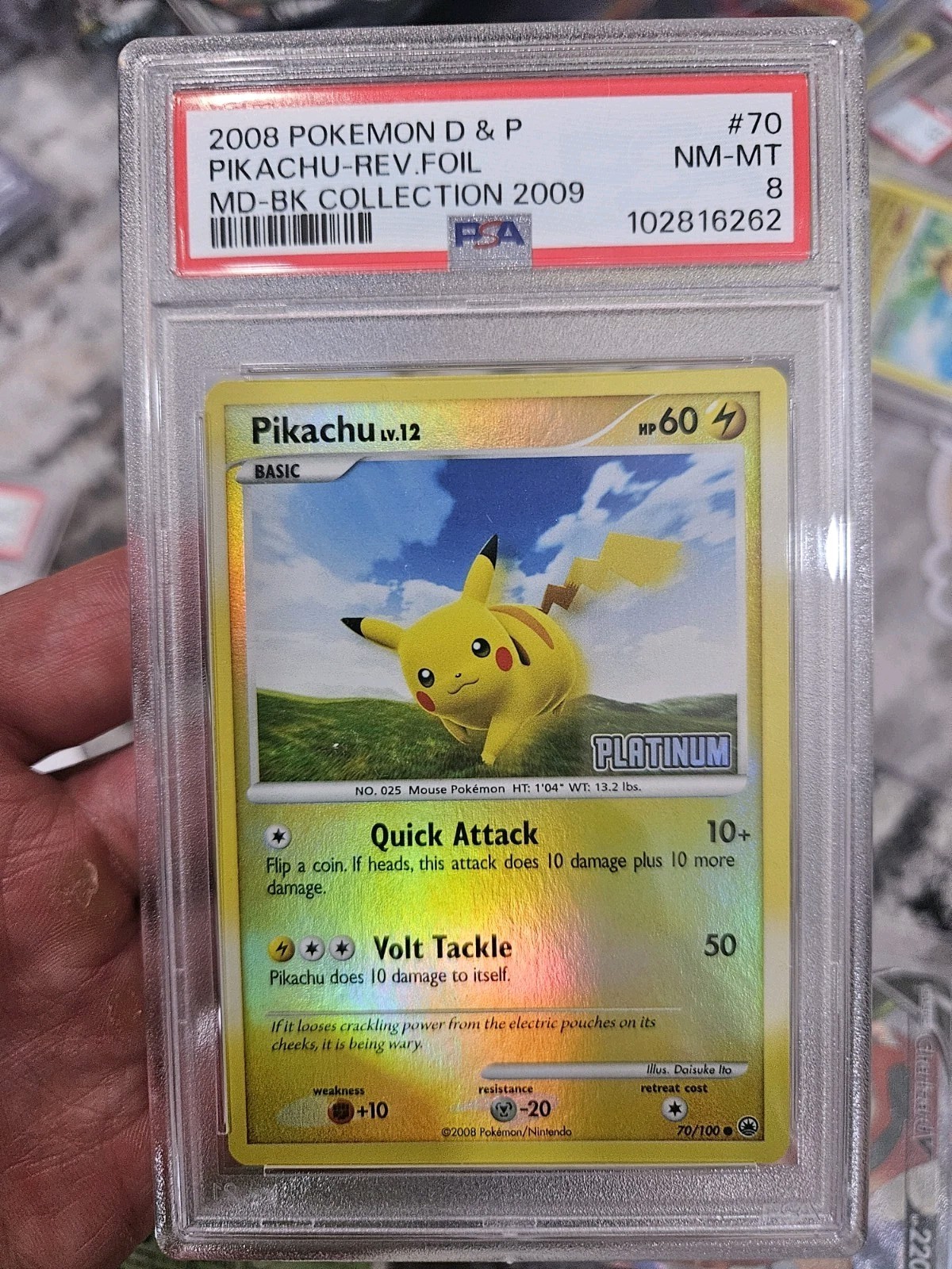 Pikachu PSA 8 Diamond & Pearl #70/100 Reverse Holo Burger King Platinum Stamp
