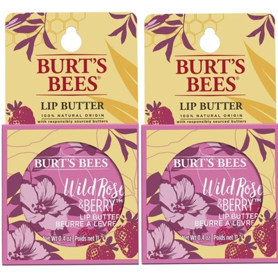 2 BURT'S BEES LIP BUTTER WILD ROSE & BERRY WITH STRAWBERRY OIL (2 PACK)