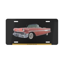 Dazzling 1957 Pontiac Star Chief Salmon Pink Classic Car Vanity Plate - Metal