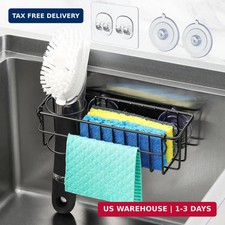 3-In-1 Sponge Holder for Kitchen Sink, 2 Type Suspension Options Suction Cups 