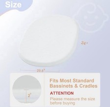 Baby Bassinet Gel Memory Foam Mattress Pad/Waterproof Removable Cover 24x20.8  