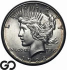 1928 Peace Dollar *Key Date* Beautiful Luster W/Color, Solid Gem BU++