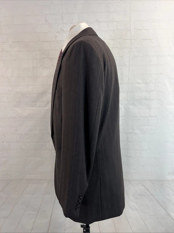 Hickey Freeman Men's Suit 43R 39X28 Dark Brown Stripe Wool USA Two Button $1,395 - Image 4 of 4