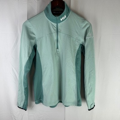 Helly Hansen Lifa Active 1/4 Zip Base Layer Women M Mint Teal Cobalt Boats Logo