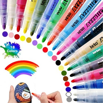 Acrylic Pens for Stones Waterproof, 18 Colours Waterproof Pens for Stones Pai...