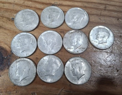1964 Kennedy Half Dollar Circulated Coins Lot of 10