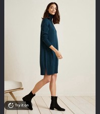 Eileen Fisher 100% Extra Fine Merino Wool Turtleneck Sweater Dress Minimalist S
