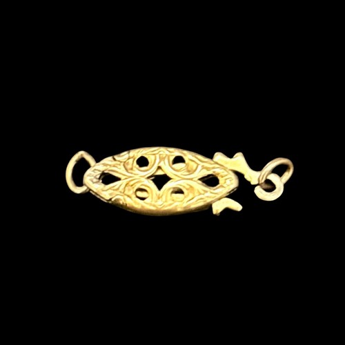 Vtg 10K Yellow Gold Filigree Fishhook Clasp Marquise Jewelry Finding 11mm