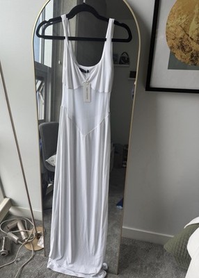 naked wardrobe silver dress vegan leather midi dress, naked wardrobe, original