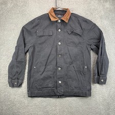 Mens Dickies MBX Black Chore Barn Coat Corduroy Collar Workwear Jacket XL