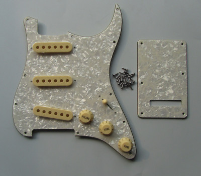 WNWN Avorio/Pergamment. SSS. Pickguard Con Coperture Di Pickup Bianco Invecchiato Manopole Battipenna Di Ricambio Chitarra - Foto 9