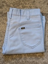 Vintage 1970s Baby Powder Blue Lee Pants 32x28 Distressed, Made In USA