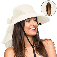 Safari Sun Hat for Women Summer Hats Wide Brim Ponytail Outdoor Working Hiking