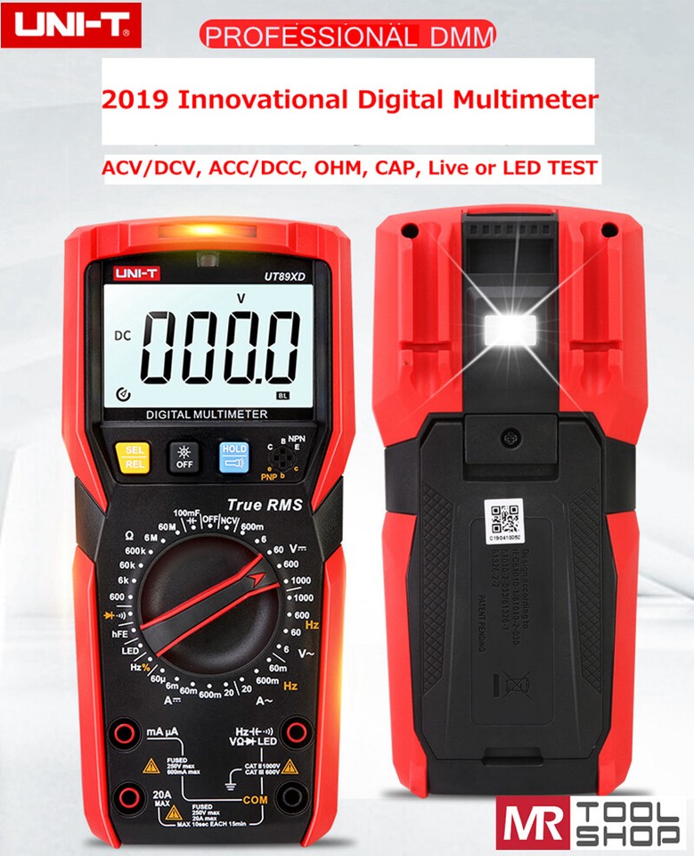 UNI-T TRUE RMS Digital Multimeter AC DC Volt Amp meter LED NCV Test Cap ...