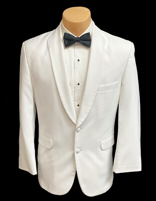 Men's Seven Unlimited White Tuxedo Jacket with Shawl Lapels Groom Mason  Prom 37L