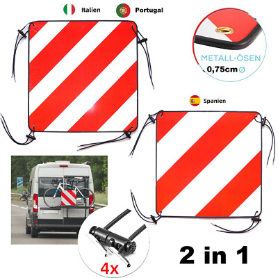 1 Stück PVC Warntafel Set 2 IN 1 Spanien/Italien mit Zulassung 50x50 Heckträger
