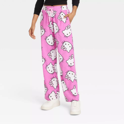 Womens Hello Kitty Lounge Pants Pajama Sleep Graphic Cotton Plus