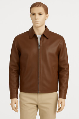 Men's Brown Real Lambskin Soft Leather Jacket Classic Vintage 90s Jacket