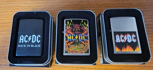 Zippo Lot of 3 AC/DC All New in Box From 1st Release in July 2007
