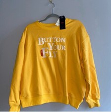 NWT Adult S Levi's 501 Button Your Fly Embroidered Sweatshirt 90's Gold