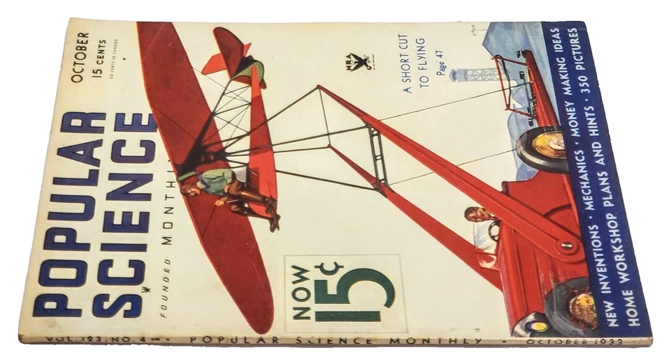 Popular Science October 1933 Illustrated Magazine Cars Motorcycles RCMP Planes - Image 2 of 4